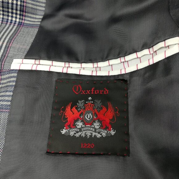 NWT Oxxford Clothes Sport Coat Super 110s Wool Glen Plaid Blue Pink 40R - Picture 6 of 15